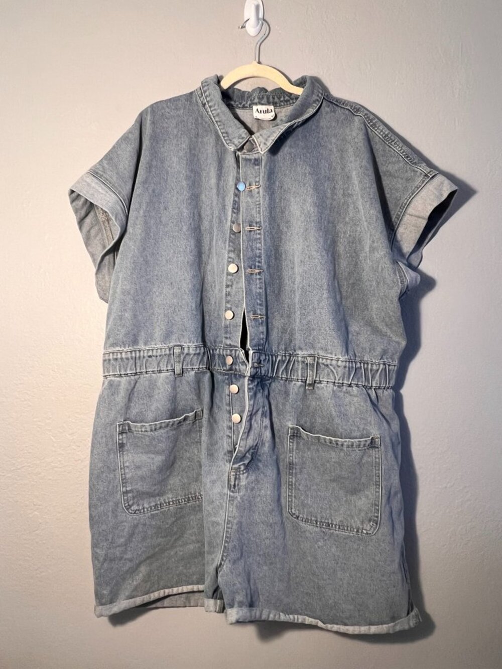 Size C (3X) ARULA Denim Blue Romper - Like New